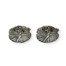 Vintage Style Golfing Scene Cufflinks 925 Sterling Silver Mens Fathers Day Gift