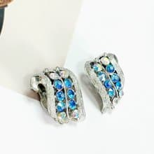vintage jewelry  古典雙音符萊茵鑽 夾式耳環