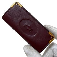 本物 Cartier カルティエ キーケース キーホルダー 4連 マストライン レザー ボルドー 美品