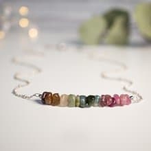 Raw Tourmaline Necklace, 925 Silver, Aries, Capricorn stone, Valentine Day Gift