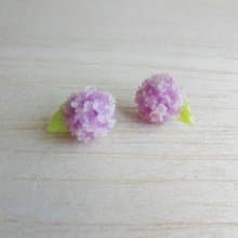粉紫雙色繡球花  純銀耳環/耳夾