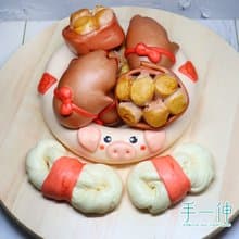 手一伸 豬腳麵線饅頭 豬腳饅頭  巧克力饅頭  閏月 潤月祈福 添壽