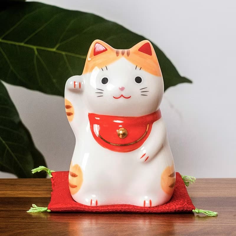 日本藥師窯圓胖可愛福來招財貓擺件生日開業喬遷創意禮物日式和風