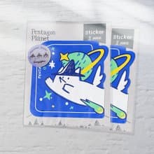 狐狸噴向宇宙大貼紙2入 行李箱貼紙 造型貼紙 / 五角星球