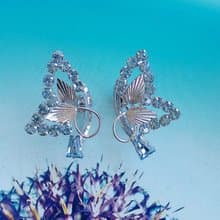 Vintage Jewelry 西洋古董飾品 STAR-ART 立體銀葉 栓式耳環