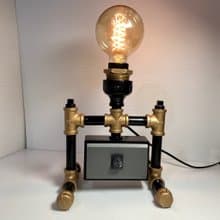 【送禮首選】手作工業風鎢絲燈 水管燈 可調光【黑金  大頭】