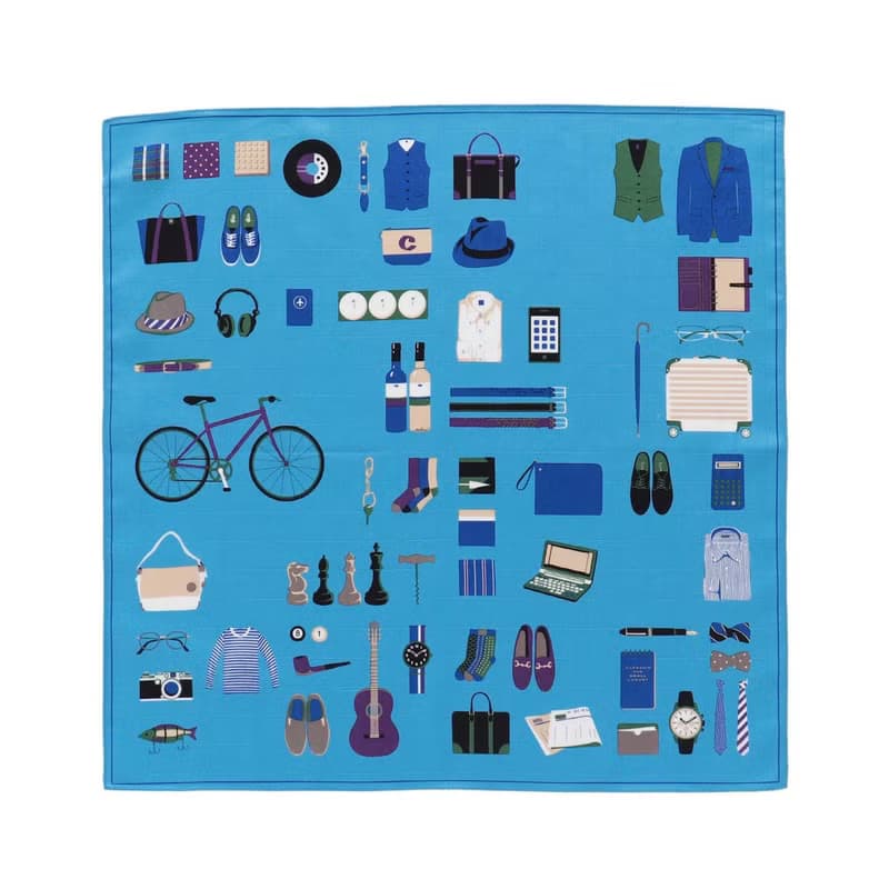 メンズコレクション　ブルー　ハンカチ　47×47cm　綿100%　日本製