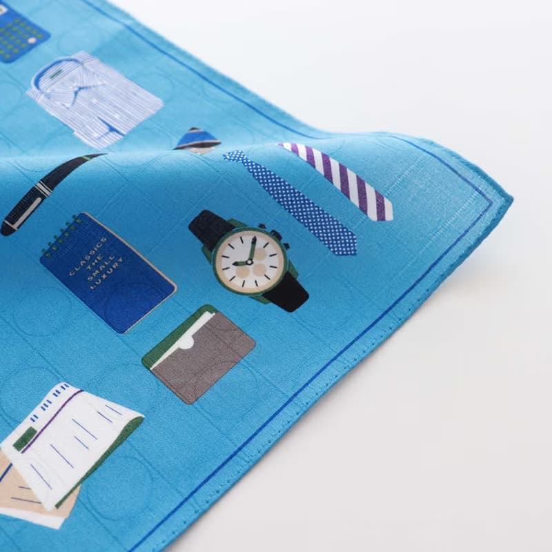 メンズコレクション　ブルー　ハンカチ　47×47cm　綿100%　日本製