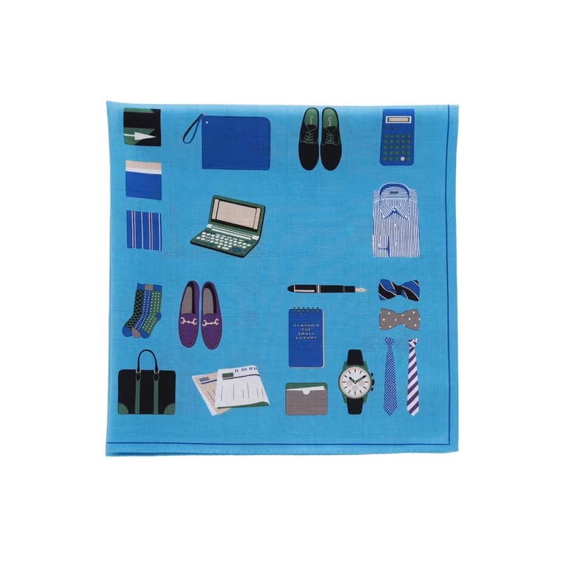 メンズコレクション　ブルー　ハンカチ　47×47cm　綿100%　日本製