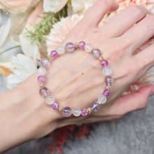 好眠-粉紫祖母晶.紫水晶.月光石-能量水晶手鍊