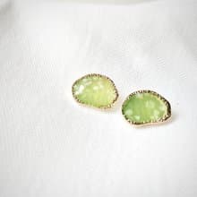 碧玉之湖 耳環 耳飾 飾品 銀 S925 金 日系 氣質 不規則 綠色