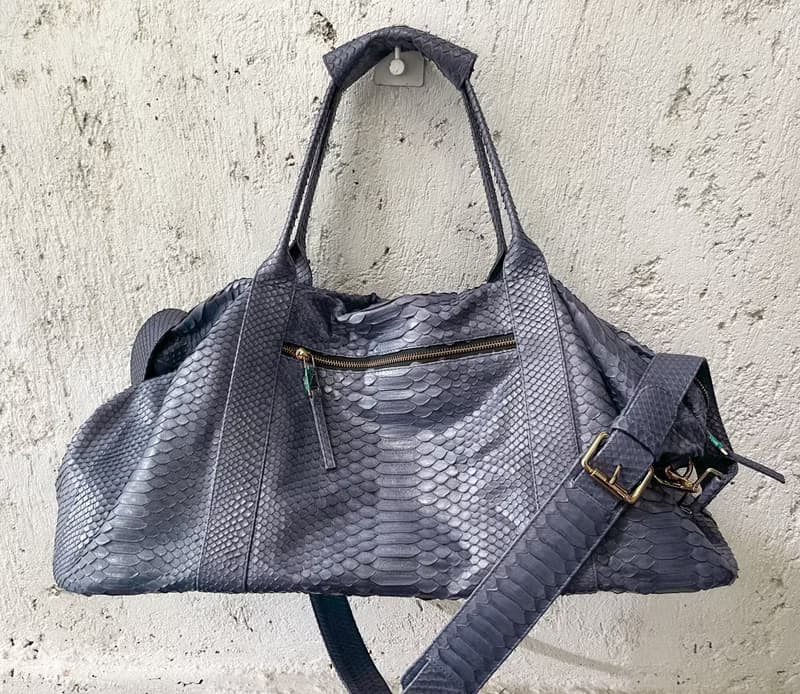 Snakeskin Weekender Duffle Bag Leather Weekender Bag Snakeskin Travel Bag