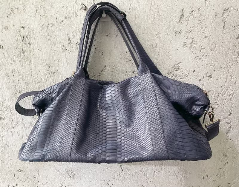 Snakeskin Weekender Duffle Bag Leather Weekender Bag Snakeskin Travel Bag