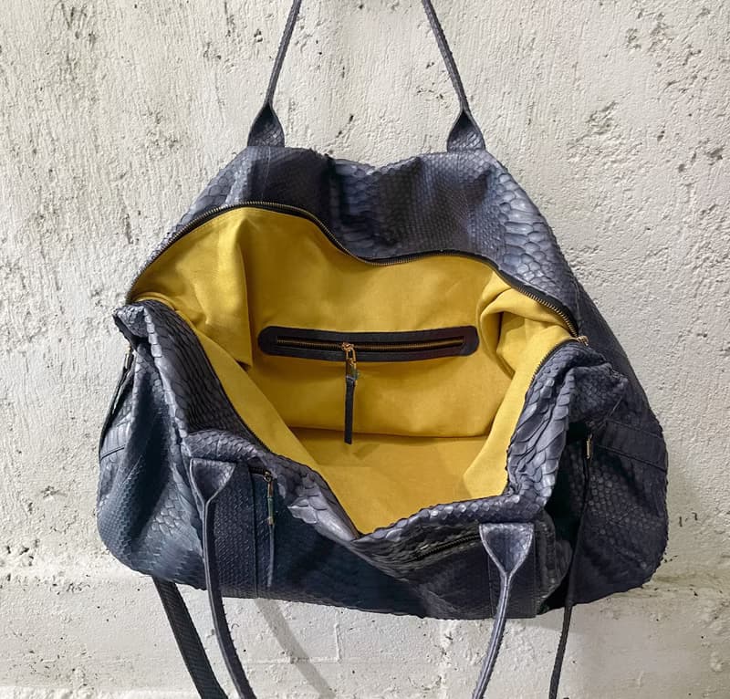 Snakeskin Weekender Duffle Bag Leather Weekender Bag Snakeskin Travel Bag