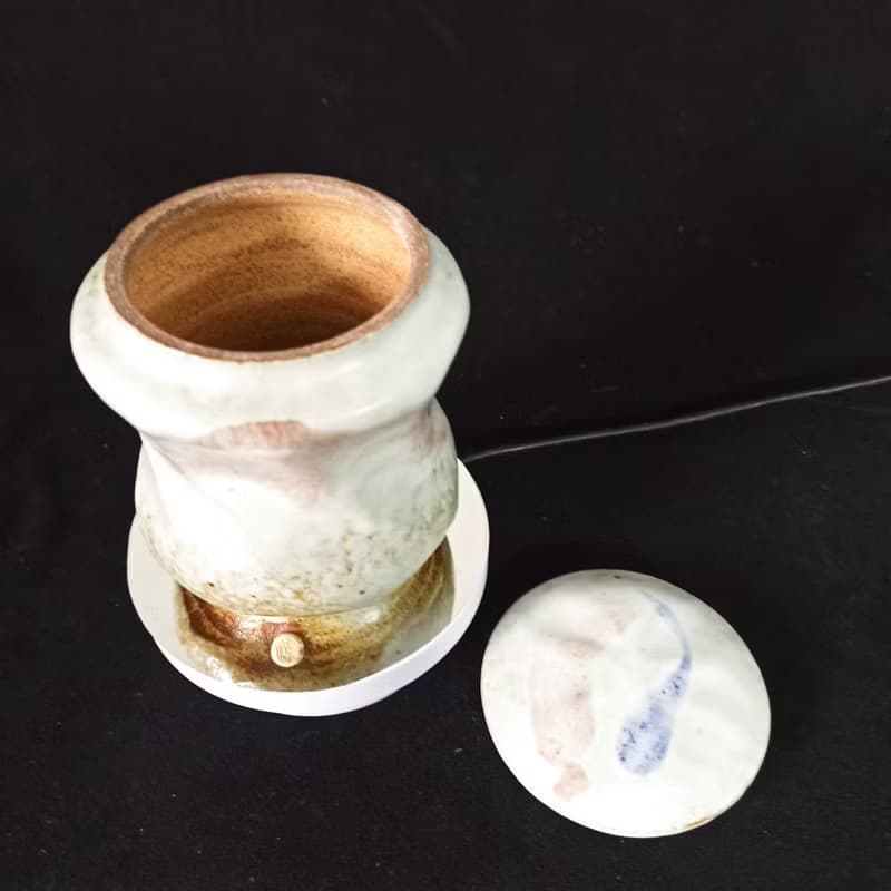 陶製釉燒茶葉罐茶倉儲物罐手拉胚