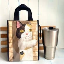 躲貓貓-黃黑貓保溫收納袋 日本棉布 生日 聖誕 新年 禮物