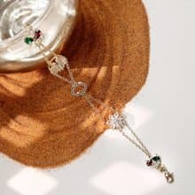 彩色鋯石青銅色黃銅手鍊/輕珠寶 文青女孩 黃銅飾品 輕奢 手環