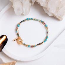 正能量 x 綠松石 紅綠寶石 透輝石 【石蓮 • 永不凋謝的愛】手鍊