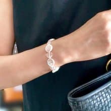 天然 淡水パール oオーロラカラーコイン型パールとクリスタルのブレスレット