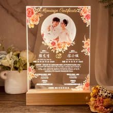 【M.U工坊】結婚書約夜燈/訂製夜燈/照片夜燈/結婚證書壓克力夜燈