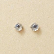 【Second Earrings】 鉑金拉長石凸圓形耳環
