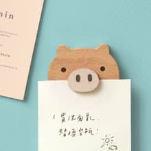 原木動物造型【磁鐵留言夾-小豬】