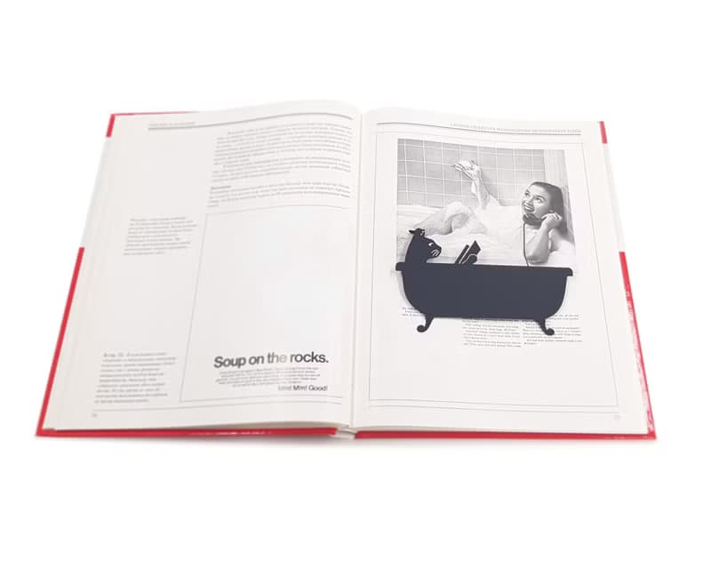 Metal book bookmark Cat Reading in the Tub