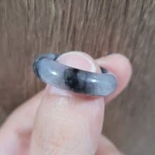【親翠】天然翡翠 冰烏雞個性意境手指鐲10號戒圈 | 潮黑墨水紋