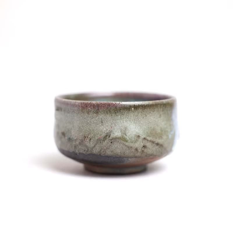 明芽窯 l 柴燒灰釉杯 茶杯 水藍 銅紅 冰裂 流釉 陶杯 蒐藏品 H6