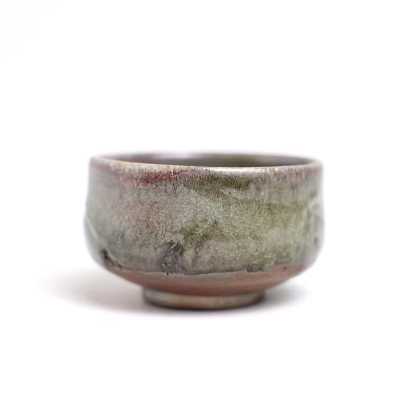 明芽窯 l 柴燒灰釉杯 茶杯 水藍 銅紅 冰裂 流釉 陶杯 蒐藏品 H6