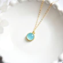 5 月生日石 天空藍 玉髓 石英 項鍊
