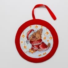 Christmas decoration ball with dog ; Christmas souvenir ; holiday decor