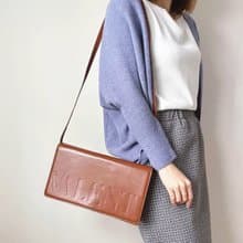中古正品 Valentino Garavani 棕色真皮長形手袋 斜背包 男女適用