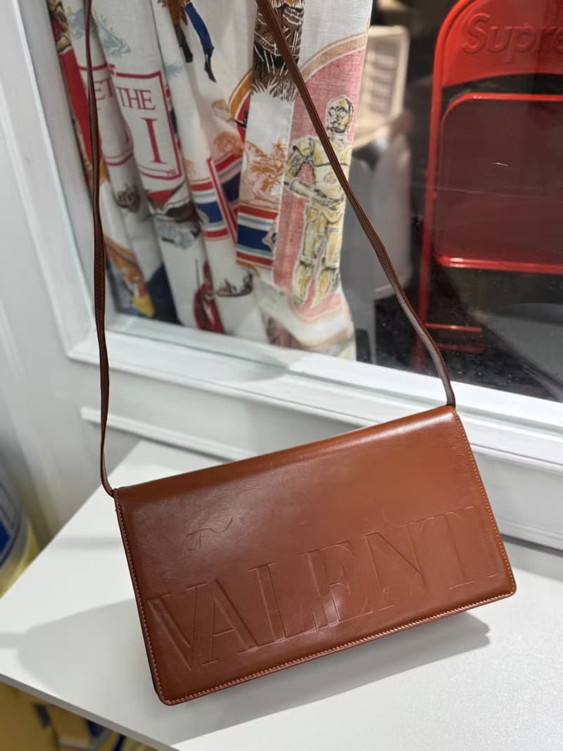 中古正品 Valentino Garavani 棕色真皮長形手袋 斜背包 男女適用