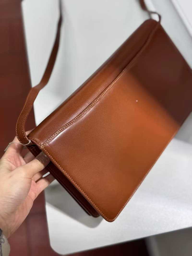 中古正品 Valentino Garavani 棕色真皮長形手袋 斜背包 男女適用