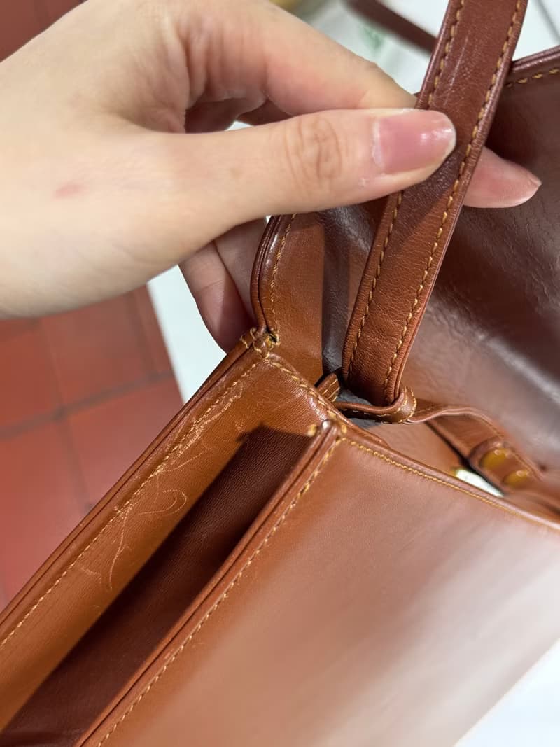 中古正品 Valentino Garavani 棕色真皮長形手袋 斜背包 男女適用