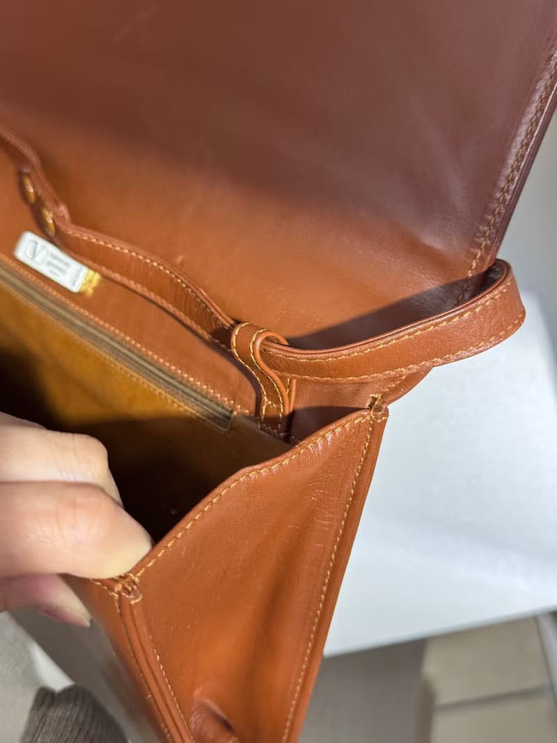 中古正品 Valentino Garavani 棕色真皮長形手袋 斜背包 男女適用