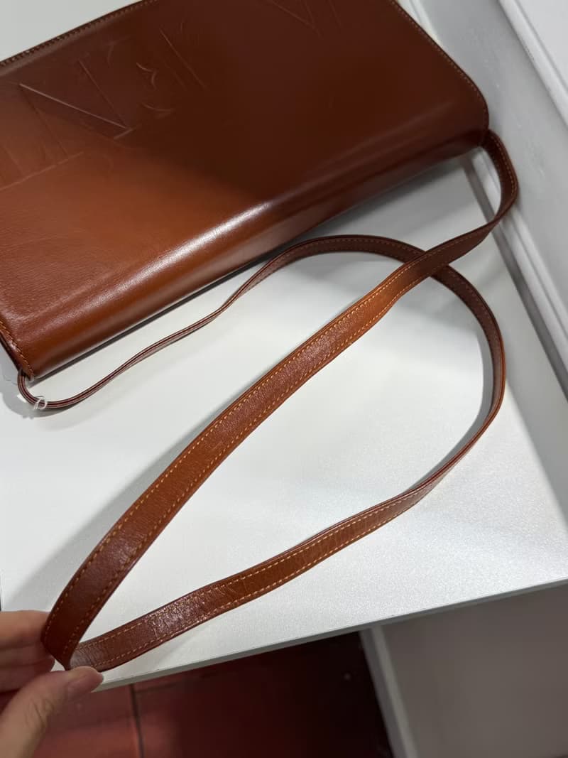 中古正品 Valentino Garavani 棕色真皮長形手袋 斜背包 男女適用