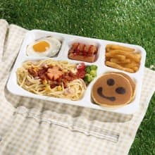 【哩皿生活】Tritan 五格餐盤組 午餐盤 兒童餐盤 餵食盤 分隔盤