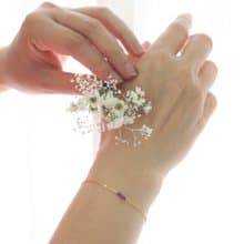 1月摩羯座誕生石 石榴石 14Kgf注金幸運手鍊 送花語乾燥花束生日