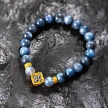 藍晶石拉長石十字金剛杵925純銀手鍊