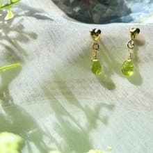 橄欖石愛心耳針式耳環 橄欖石耳環 水滴形橄欖石 水晶飾品