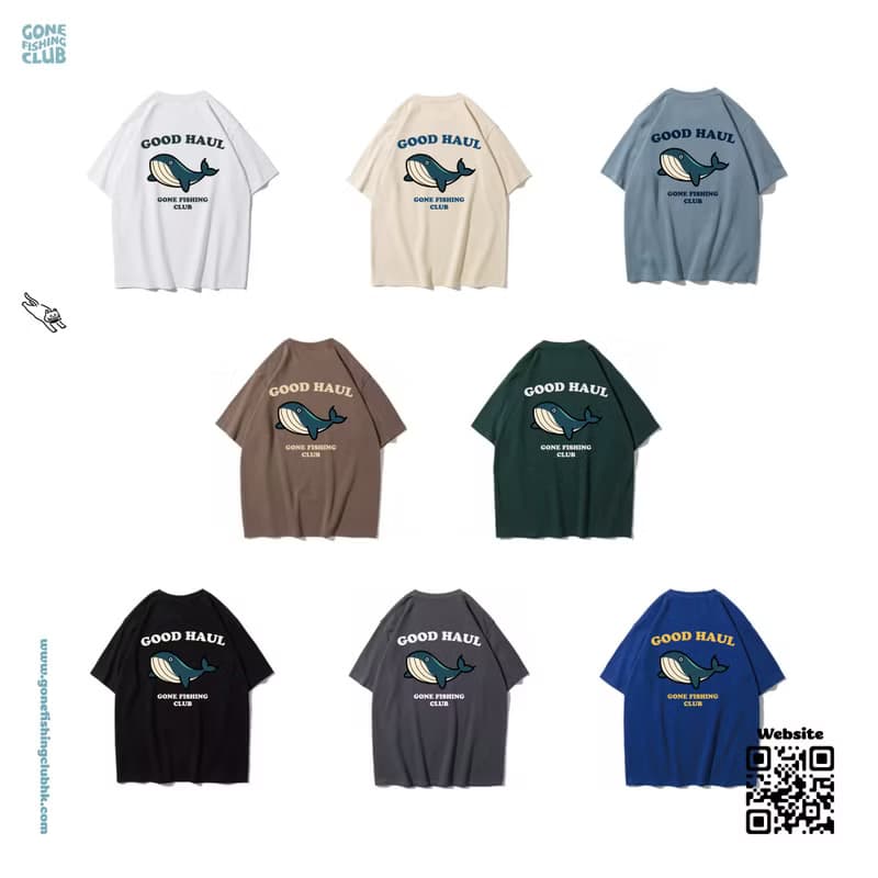 Whale 鯨魚 中性短袖T恤 8色男女同款 釣魚俱樂部