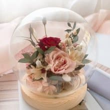 LED 永生花 玻璃罩 永生玫瑰花 乾燥花 紀念日禮物 夜燈 祝賀禮物