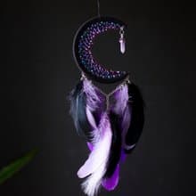Moon dream catcher with amethyst crystal Black crescent moon dreamcatcher