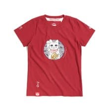 江戶勝 日系 女裝 招財貓短袖T恤(暗桔色) #上衣