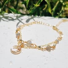 閃耀愛情【灰】-灰月光石 溫柔 撫慰心靈 編織雙鍊手鍊