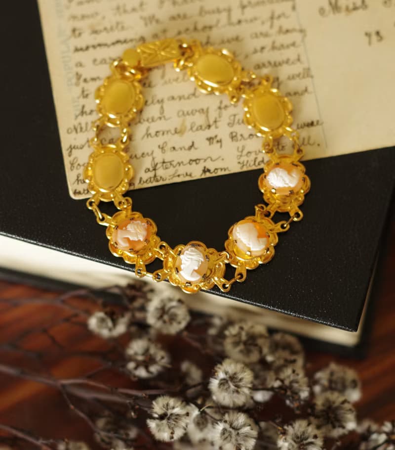 Damn Good Vintage古董10CT LINED 包金金色仕女手鍊 BR81