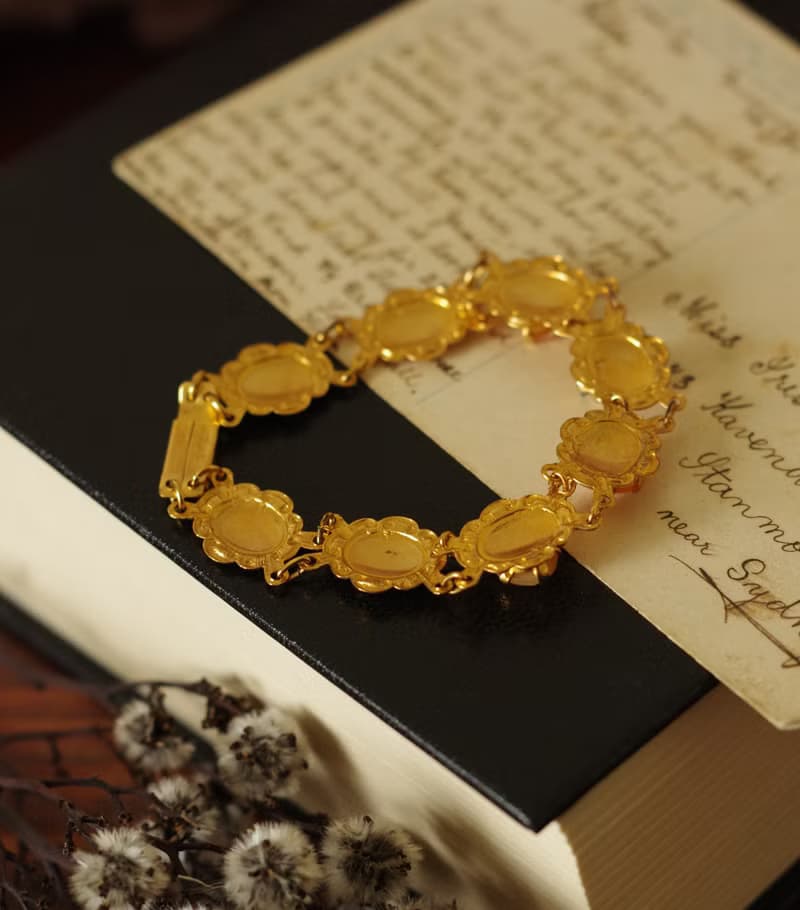 Damn Good Vintage古董10CT LINED 包金金色仕女手鍊 BR81