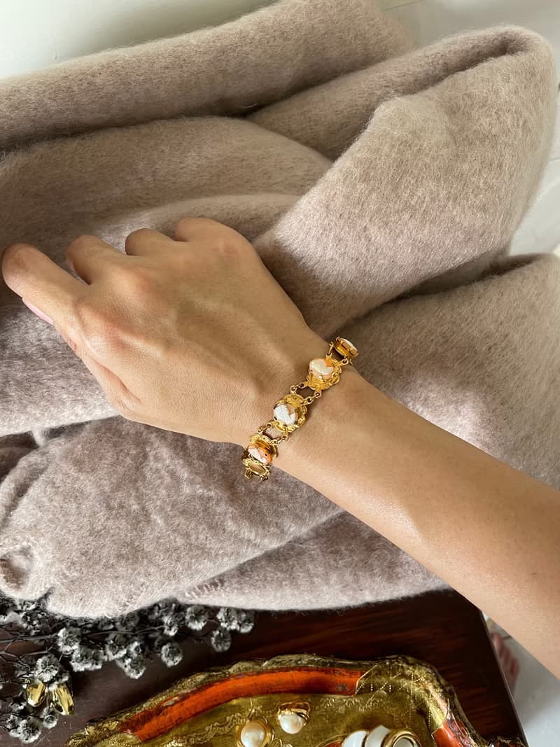 Damn Good Vintage古董10CT LINED 包金金色仕女手鍊 BR81